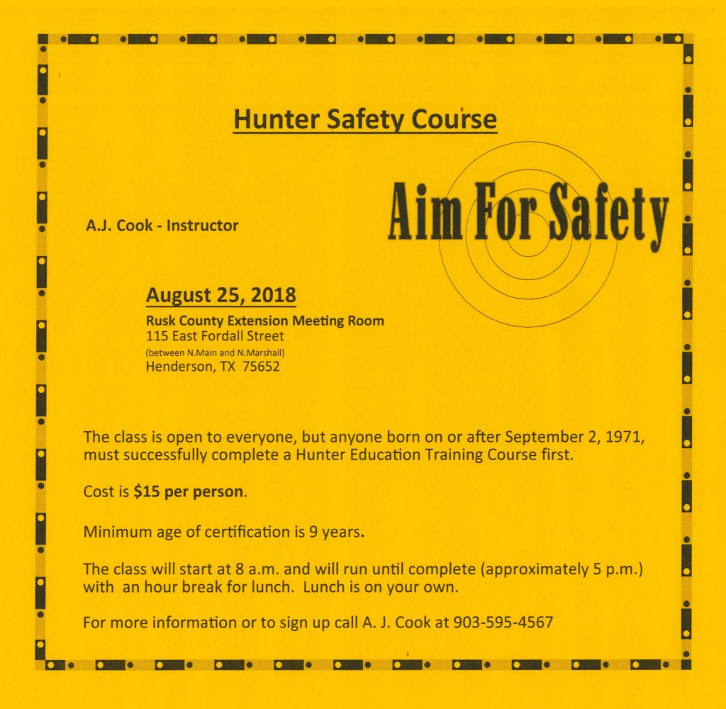 Hunter Safety Course Rusk